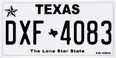 TX license plate DXF4083