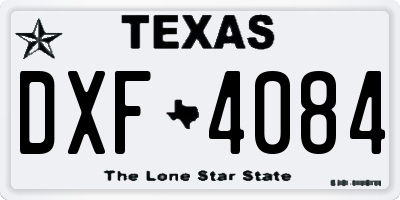 TX license plate DXF4084
