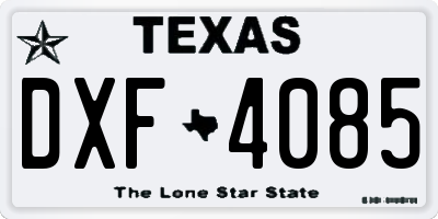 TX license plate DXF4085