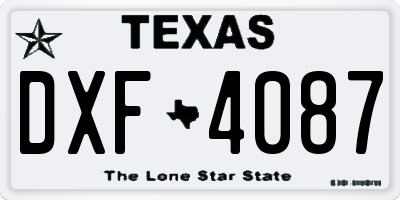 TX license plate DXF4087