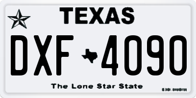 TX license plate DXF4090