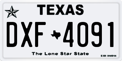 TX license plate DXF4091