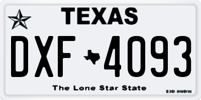 TX license plate DXF4093