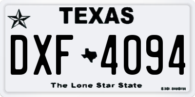 TX license plate DXF4094