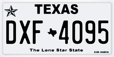 TX license plate DXF4095