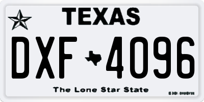 TX license plate DXF4096