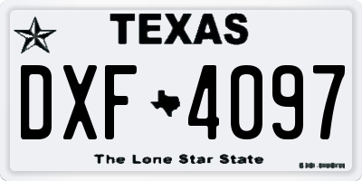 TX license plate DXF4097