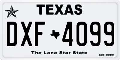 TX license plate DXF4099