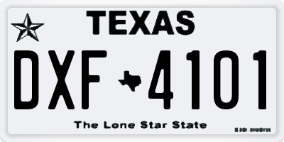 TX license plate DXF4101
