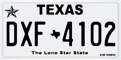 TX license plate DXF4102