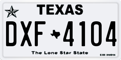 TX license plate DXF4104