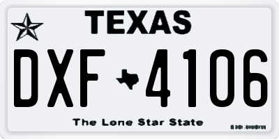 TX license plate DXF4106