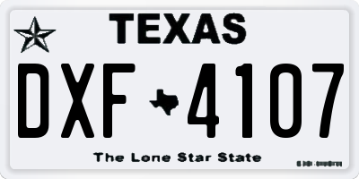 TX license plate DXF4107