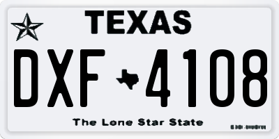 TX license plate DXF4108