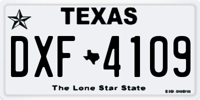 TX license plate DXF4109