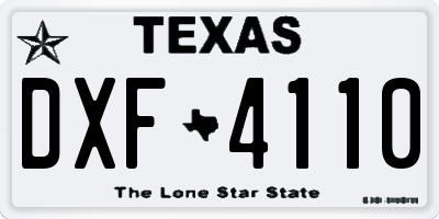 TX license plate DXF4110