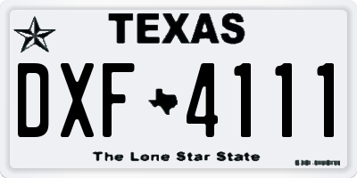 TX license plate DXF4111