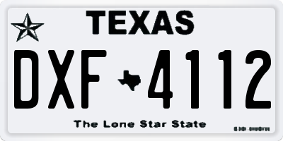 TX license plate DXF4112