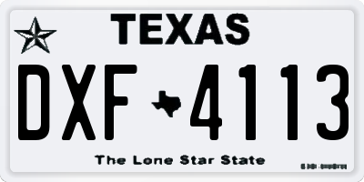 TX license plate DXF4113