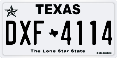 TX license plate DXF4114