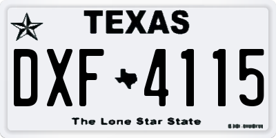 TX license plate DXF4115