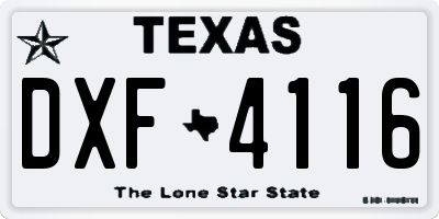 TX license plate DXF4116