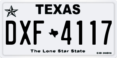 TX license plate DXF4117