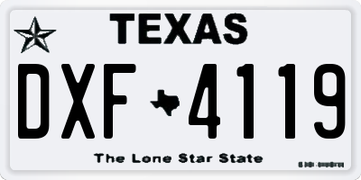 TX license plate DXF4119