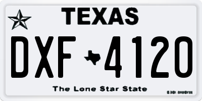TX license plate DXF4120