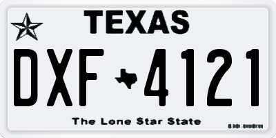 TX license plate DXF4121