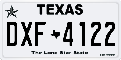 TX license plate DXF4122