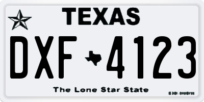 TX license plate DXF4123