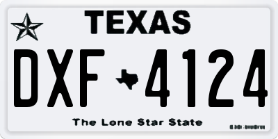 TX license plate DXF4124