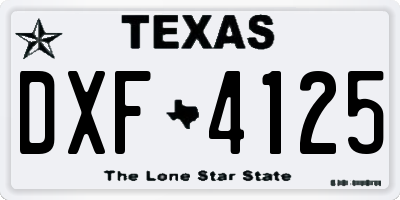 TX license plate DXF4125