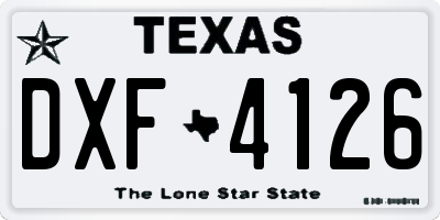TX license plate DXF4126