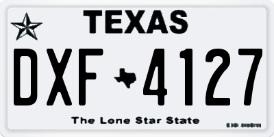 TX license plate DXF4127