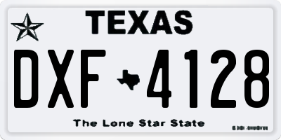 TX license plate DXF4128