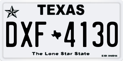 TX license plate DXF4130
