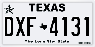 TX license plate DXF4131