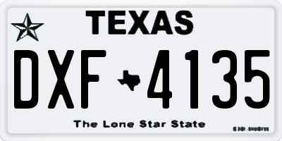 TX license plate DXF4135