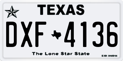 TX license plate DXF4136
