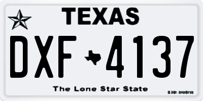TX license plate DXF4137