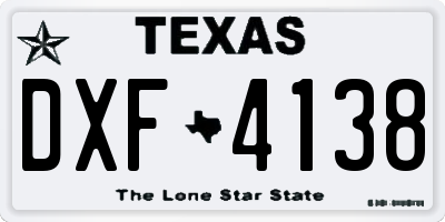 TX license plate DXF4138