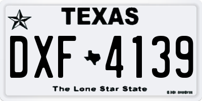 TX license plate DXF4139