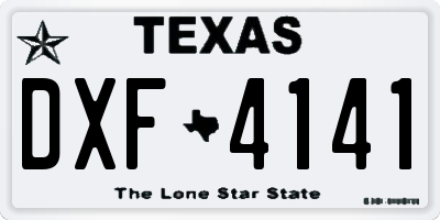 TX license plate DXF4141