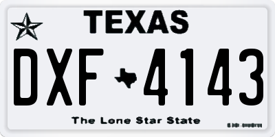 TX license plate DXF4143