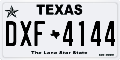 TX license plate DXF4144