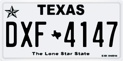 TX license plate DXF4147
