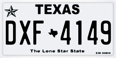 TX license plate DXF4149