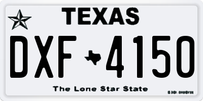 TX license plate DXF4150